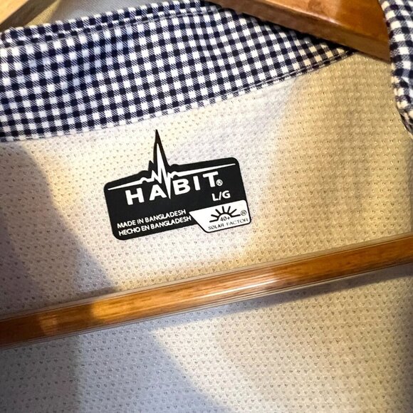 Habit‎ Mens Performance UPF 40 Long Sleeve Shirt L Blue Gingham Check Outdoor - Picture 3 of 5